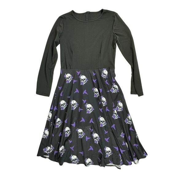 Halloween Dress Size Medium Witch Hat Skulls Fit & Flare Midi Stretchy - Picture 5 of 8